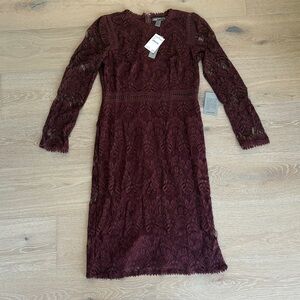 Love By Design Deep Red Lace Long Sleeve Dress